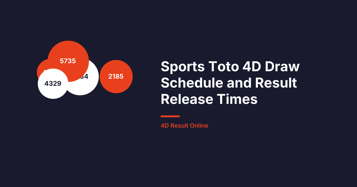 Sports Toto 4D Draw Schedule and Result Release Times